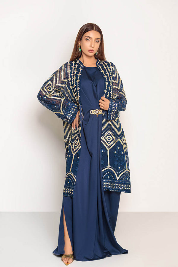 Royal Blue Chic N Kari Jacket With Inner Silk Kaftan