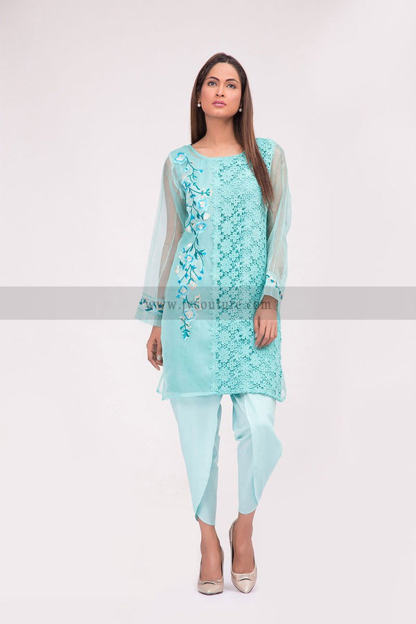 BLUE ORGANZA SHIRT WITH TULIP TROUSER